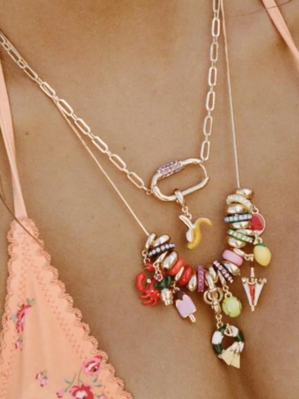 NWT Zara 2 Pack Metal Charms Necklaces